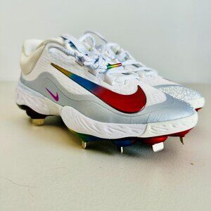 NEW NIKE ALPHA HUARACHE ELITE 4 LOW RAINBOW BASEBALL REACT CLEATS FD2745-106 7.5